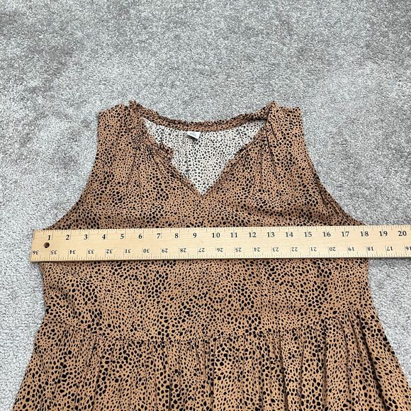 Old Navy Leopard A-Line Relaxed Midi Dress Womens Medium Brown Sleeveless Boho - Picture 9 of 13